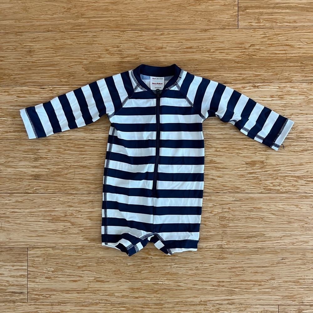 Hanna Andersson baby boy navy striped swimsuit (6-12 months)